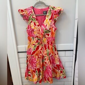 Vince Camuto Pink and Orange Floral Mini Dress